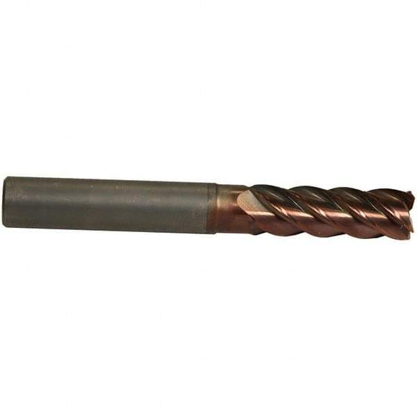 Emuge - 10mm Diam, 30mm LOC, 5 Flute Solid Carbide Roughing & Finishing End Mill - TiAlN Finish, 80mm OAL, 10mm Shank Diam, Cylindrical Shank, 42° Helix, Centercutting, Extra Long Length - Apex Tool & Supply