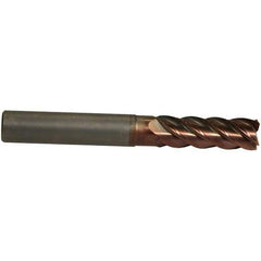 Emuge - 10mm Diam, 30mm LOC, 5 Flute Solid Carbide Roughing & Finishing End Mill - TiAlN Finish, 80mm OAL, 10mm Shank Diam, Cylindrical Shank, 42° Helix, Centercutting, Extra Long Length - Apex Tool & Supply
