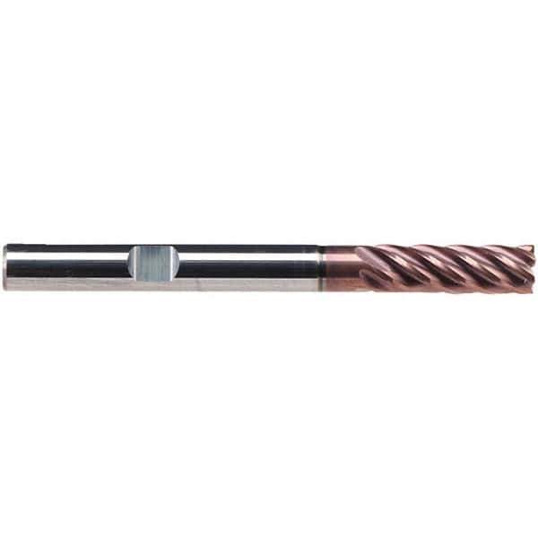Emuge - 16mm Diam, 48mm LOC, 6 Flute Solid Carbide Roughing & Finishing End Mill - TiAlN Finish, 108mm OAL, 16mm Shank Diam, Weldon Shank, 38° Helix, Extra Long Length - Apex Tool & Supply