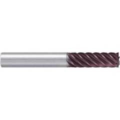 Emuge - 8mm Diam, 24mm LOC, 6 Flute Solid Carbide Roughing & Finishing End Mill - TiAlN Finish, 68mm OAL, 8mm Shank Diam, Cylindrical Shank, 38° Helix, Extra Long Length - Apex Tool & Supply