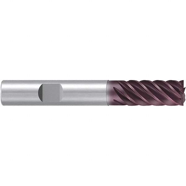 Emuge - 16mm Diam, 32mm LOC, 6 Flute Solid Carbide Roughing & Finishing End Mill - TiAlN Finish, 92mm OAL, 16mm Shank Diam, Weldon Shank, 38° Helix, Long Length - Apex Tool & Supply