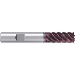 Emuge - 16mm Diam, 32mm LOC, 6 Flute Solid Carbide Roughing & Finishing End Mill - TiAlN Finish, 92mm OAL, 16mm Shank Diam, Weldon Shank, 38° Helix, Long Length - Apex Tool & Supply