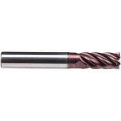 Emuge - 16mm Diam, 32mm LOC, 6 Flute Solid Carbide Roughing & Finishing End Mill - TiAlN Finish, 92mm OAL, 16mm Shank Diam, Cylindrical Shank, 38° Helix, Long Length - Apex Tool & Supply