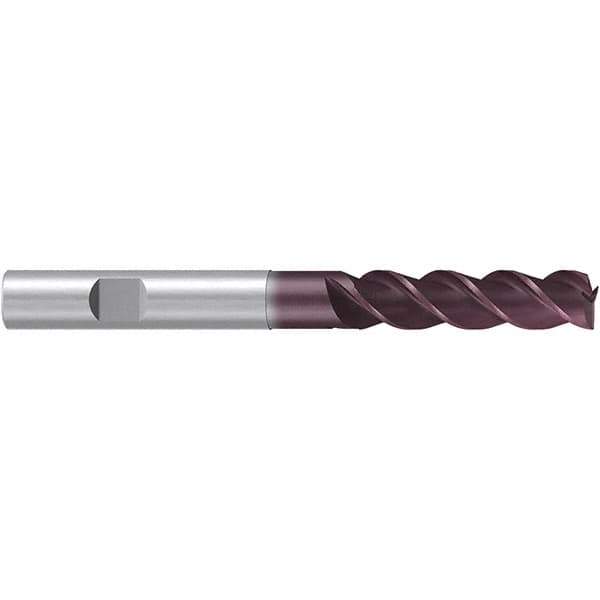 Emuge - 8mm Diam, 24mm LOC, 3 Flute Solid Carbide Roughing & Finishing End Mill - TiAlN Finish, 68mm OAL, 8mm Shank Diam, Weldon Shank, 38° Helix, Centercutting, Extra Long Length - Apex Tool & Supply