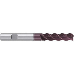 Emuge - 8mm Diam, 24mm LOC, 3 Flute Solid Carbide Roughing & Finishing End Mill - TiAlN Finish, 68mm OAL, 8mm Shank Diam, Weldon Shank, 38° Helix, Centercutting, Extra Long Length - Apex Tool & Supply
