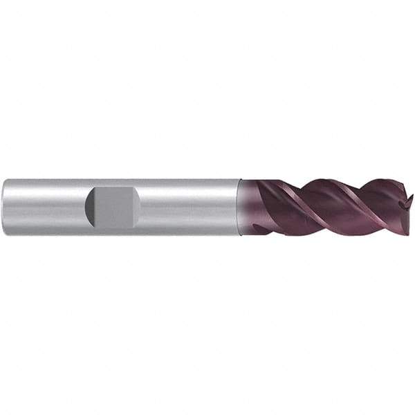 Emuge - 10mm Diam, 19mm LOC, 3 Flute Solid Carbide Roughing & Finishing End Mill - TiAlN Finish, 72mm OAL, 10mm Shank Diam, Weldon Shank, 38° Helix, Centercutting, Long Length - Apex Tool & Supply