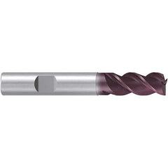 Emuge - 10mm Diam, 19mm LOC, 3 Flute Solid Carbide Roughing & Finishing End Mill - TiAlN Finish, 72mm OAL, 10mm Shank Diam, Weldon Shank, 38° Helix, Centercutting, Long Length - Apex Tool & Supply