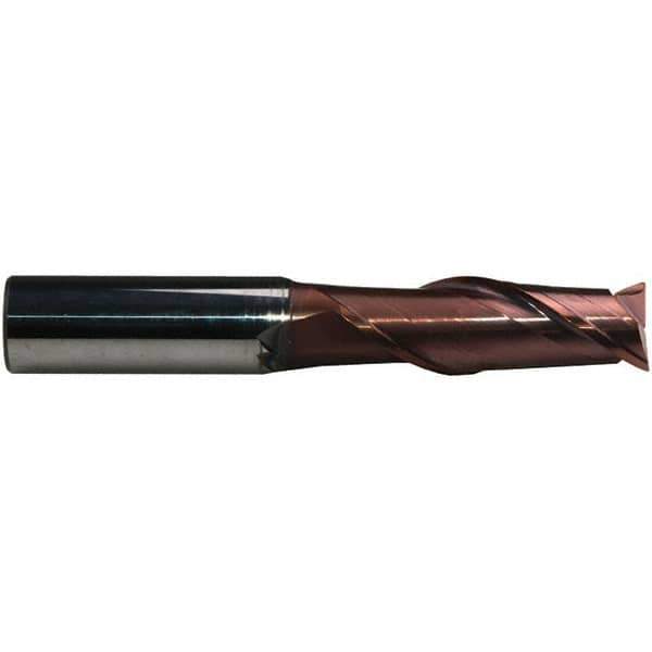Emuge - 16mm Diam, 48mm LOC, 2 Flute Solid Carbide Roughing & Finishing End Mill - TiAlN Finish, 108mm OAL, 16mm Shank Diam, Cylindrical Shank, 38° Helix, Centercutting, Extra Long Length - Apex Tool & Supply