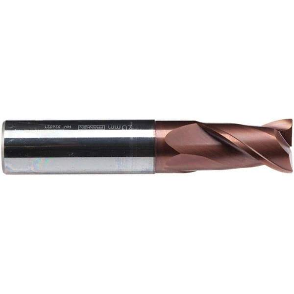 Emuge - 10mm Diam, 19mm LOC, 2 Flute Solid Carbide Roughing & Finishing End Mill - TiAlN Finish, 72mm OAL, 10mm Shank Diam, Cylindrical Shank, 38° Helix, Centercutting, Long Length - Apex Tool & Supply