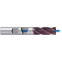 Emuge - 8mm Diam, 19mm LOC, 4 Flute Solid Carbide Roughing & Finishing End Mill - TiAlN Finish, 63mm OAL, 8mm Shank Diam, Weldon Shank, 38° Helix, Long Length - Apex Tool & Supply