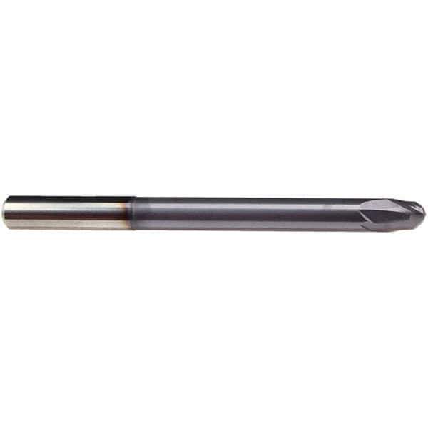Emuge - 1/2" Diam, 3/8" LOC, 2 Flute Solid Carbide Roughing & Finishing End Mill - TiAlN Finish, 6" OAL, 1/2" Shank Diam, Cylindrical Shank, 30° Helix, Extra Long Length - Apex Tool & Supply