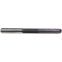 Emuge - 10mm Diam, 8mm LOC, 2 Flute Solid Carbide Roughing & Finishing End Mill - TiAlN Finish, 160mm OAL, 12mm Shank Diam, Cylindrical Shank, 30° Helix, Extra Long Length - Apex Tool & Supply