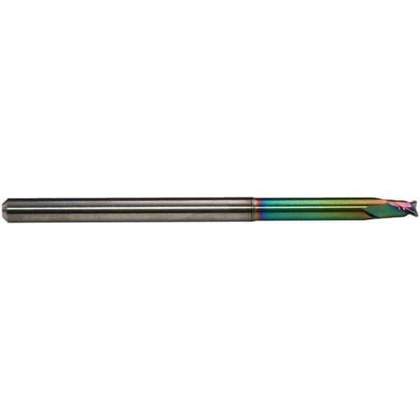 Emuge - 4mm Diam, 4mm LOC, 2 Flute Solid Carbide Roughing & Finishing End Mill - CrN Finish, 80mm OAL, 6mm Shank Diam, Cylindrical Shank, 30° Helix, Extra Long Length - Apex Tool & Supply