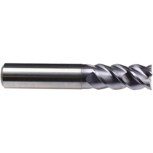 Emuge - 3/4" Diam, 1-1/2" LOC, 4 Flute Solid Carbide Roughing & Finishing End Mill - TiAlN Finish, 4" OAL, 3/4" Shank Diam, Cylindrical Shank, 50° Helix, Centercutting, Long Length - Apex Tool & Supply