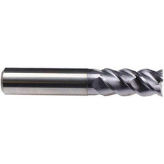 Emuge - 3/4" Diam, 1-1/2" LOC, 4 Flute Solid Carbide Roughing & Finishing End Mill - TiAlN Finish, 4" OAL, 3/4" Shank Diam, Cylindrical Shank, 50° Helix, Centercutting, Long Length - Apex Tool & Supply