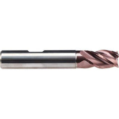 Emuge - 1/4" Diam, 13/32" LOC, 4 Flute Solid Carbide Roughing & Finishing End Mill - TiAlN Finish, 2-1/8" OAL, 1/4" Shank Diam, Weldon Shank, 38° Helix, Centercutting, Stub Length - Apex Tool & Supply