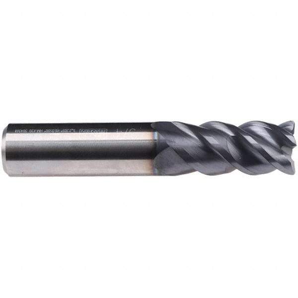 Emuge - 16mm Diam, 40mm LOC, 4 Flute Solid Carbide Roughing & Finishing End Mill - TiAlN Finish, 92mm OAL, 16mm Shank Diam, Weldon Shank, 50° Helix, Centercutting, Long Length - Apex Tool & Supply