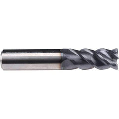 Emuge - 16mm Diam, 40mm LOC, 4 Flute Solid Carbide Roughing & Finishing End Mill - TiAlN Finish, 92mm OAL, 16mm Shank Diam, Weldon Shank, 50° Helix, Centercutting, Long Length - Apex Tool & Supply