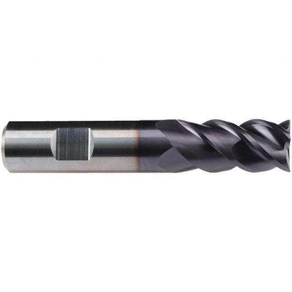 Emuge - 3/4" Diam, 1-1/2" LOC, 4 Flute Solid Carbide Roughing & Finishing End Mill - TiAlN Finish, 4" OAL, 3/4" Shank Diam, Weldon Shank, 50° Helix, Centercutting, Long Length - Apex Tool & Supply