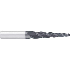 Emuge - 4° Taper Angle per Side, 2mm Small End Diam, 87mm LOC, Solid Carbide 3 Flute Tapered Ball End Mill - AlCr Finish, 150mm OAL, 16mm Shank Diam, Spiral Flute, 36° Helix - Apex Tool & Supply