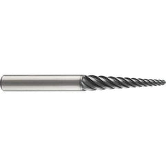 Emuge - 4° Taper Angle per Side, 3mm Small End Diam, 74mm LOC, Solid Carbide 6 Flute Tapered Ball End Mill - AlCr Finish, 140mm OAL, 16mm Shank Diam, Spiral Flute, 38° Helix - Apex Tool & Supply