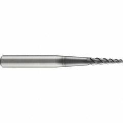 Emuge - 4° Taper Angle per Side, 35mm LOC, Solid Carbide 3 Flute Tapered Ball End Mill - AlCr Finish, 140mm OAL, 16mm Shank Diam, Spiral Flute, 45° Helix - Apex Tool & Supply