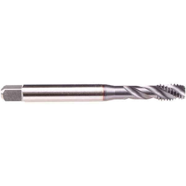 Emuge - #4-48 UNF 2 Flute 2B/3B Modified Bottoming Spiral Flute Tap - High Speed Steel, TiCN Finish, 2.205" OAL, Right Hand Flute, Right Hand Thread, Series BU539300 - Exact Industrial Supply