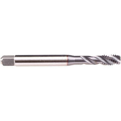 Emuge - M4x0.7 M 3 Flute 6H Modified Bottoming Spiral Flute Tap - High Speed Steel, TiCN Finish, 63mm OAL, Right Hand Flute, Right Hand Thread, Series B4939300 - Apex Tool & Supply