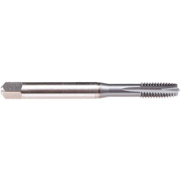 Emuge - M4x0.7 M 3 Flute 6H Plug Spiral Flute Tap - High Speed Steel, TiCN Finish, 63mm OAL, Right Hand Flute, Right Hand Thread, Series B1579300 - Apex Tool & Supply