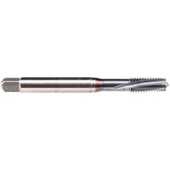 Emuge - 3/8-16 UNC 3 Flute BT Plug Spiral Flute Tap - High Speed Steel, TiCN Finish, 3.937" OAL, Left Hand Flute, Left Hand Thread, Series BU309600 - Apex Tool & Supply
