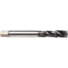Emuge - 7/16-20 UNF, 3 Flute, 45° Helix, Plug Chamfer, GLT-8 Finish, High Speed Steel Spiral Flute STI Tap - Right Hand Flute, 3-15/16" OAL, 0.367" Shank Diam, 3B Class of Fit, Series CU51S810 - Exact Industrial Supply