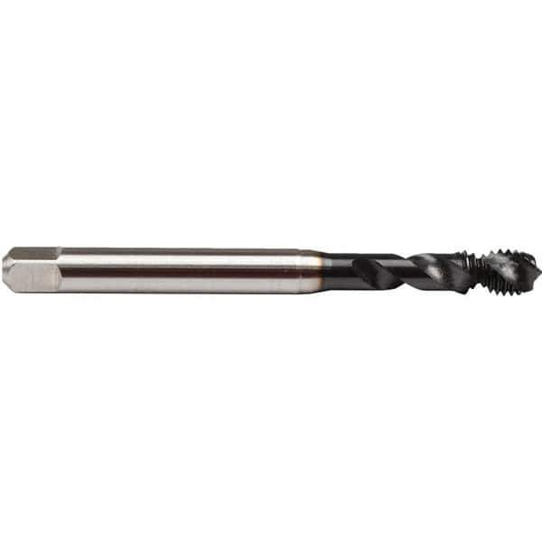 Emuge - #6-40 UNF, 2 Flute, 45° Helix, Plug Chamfer, GLT-8 Finish, High Speed Steel Spiral Flute STI Tap - Right Hand Flute, 2.205" OAL, 0.141" Shank Diam, 0.472" Thread Length, 3B Class of Fit, Series BU51S810 - Exact Industrial Supply