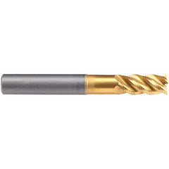 Emuge - 6mm Diam, Fine Pitch, 13mm LOC, 4 Flute Solid Carbide 45° Corner Chamfer Roughing End Mill - TiN/TiAlN Finish, 62mm OAL, 6mm Shank Diam, Single End, Extended Reach, 45° Helix - Apex Tool & Supply