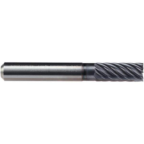 Emuge - 1/4" Diam, 17/32" LOC, 6 Flute Solid Carbide Roughing & Finishing End Mill - TiAlN Finish, 2-1/4" OAL, 1/4" Shank Diam, Cylindrical Shank, 40° Helix, Long Length - Apex Tool & Supply