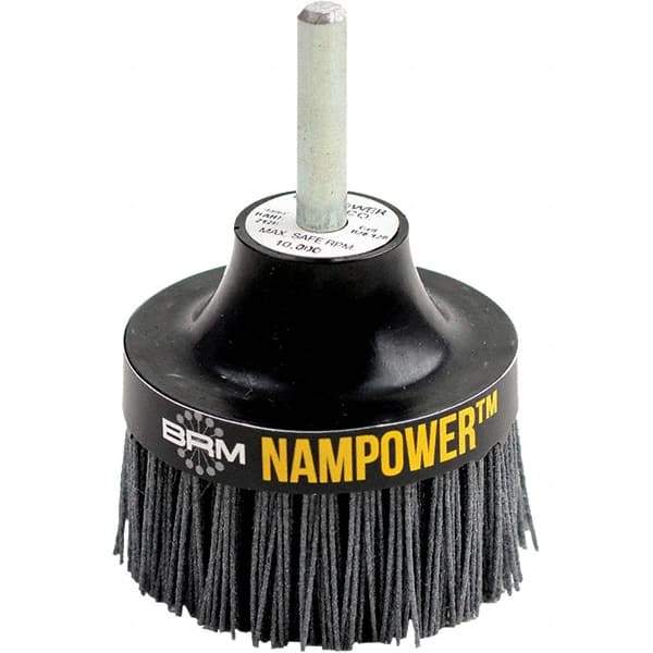 Brush Research Mfg. - 5" 120 Grit Silicon Carbide Straight Disc Brush - Medium Grade, Drive Arbor Connector, 1" Trim Length, 1/2" Shank Diam, 1/2" Arbor Hole - Apex Tool & Supply