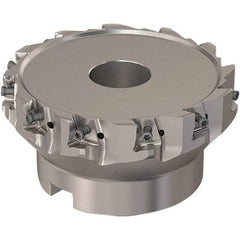 Seco - 12 Inserts, 5" Cut Diam, 38.1mm Arbor Diam, 12mm Max Depth of Cut, Indexable Square-Shoulder Face Mill - 90° Lead Angle, 63mm High, LOEX12 Insert Compatibility, Through Coolant, Series 220.94-12 - Apex Tool & Supply