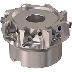 Seco - 8 Inserts, 2-1/2" Cut Diam, 19.05mm Arbor Diam, 12mm Max Depth of Cut, Indexable Square-Shoulder Face Mill - 90° Lead Angle, 40mm High, LOEX12 Insert Compatibility, Through Coolant, Series 220.94-12 - Apex Tool & Supply