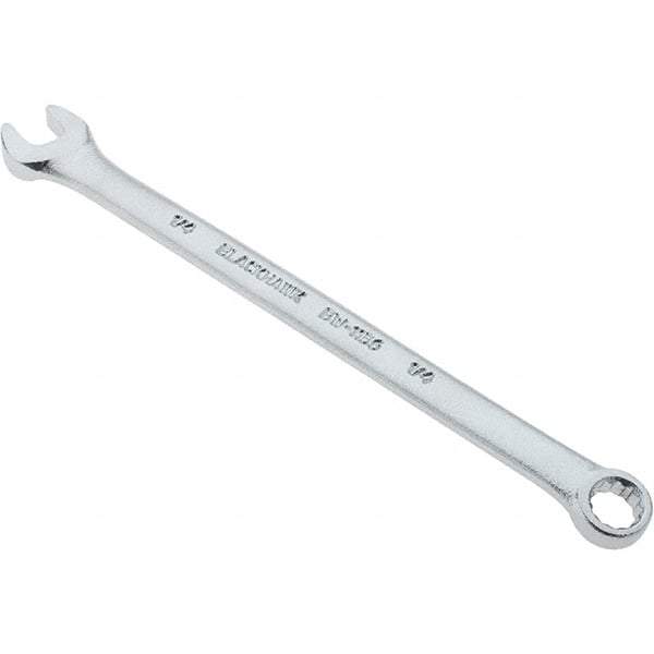 Blackhawk by Proto - 1/4" 12 Point Offset Combination Wrench - 15° Offset Angle, 4" OAL, Steel, Satin Finish - Apex Tool & Supply