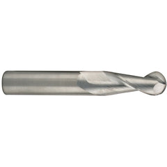 5 mm Dia. × 5 mm Shank × 13 mm DOC × 50 mm OAL, Carbide Uncoated, Spiral , 2 Flute, 35° Helix, Ballnose End Mill - Exact Industrial Supply