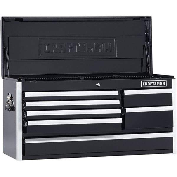 Craftsman - 1 Compartment 7 Drawer Top Tool Chest - 40-1/2" Wide x 16" Deep x 19-3/4" High, Steel, Black - Apex Tool & Supply