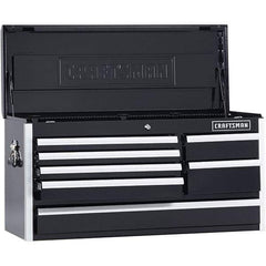 Craftsman - 1 Compartment 7 Drawer Top Tool Chest - 40-1/2" Wide x 16" Deep x 19-3/4" High, Steel, Black - Apex Tool & Supply