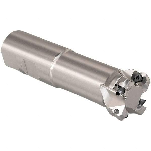 Seco - 28mm Cutting Diam, 32mm Shank Diam, 6mm Max Depth of Cut, Weldon Shank Indexable Copy End Mill - 4 Inserts, RP.. 1204 Insert, 217.29I-06 Toolholder, Steel, Through Coolant - Apex Tool & Supply