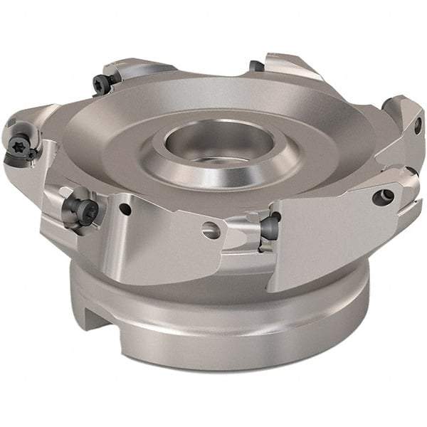 Seco - 100mm Cut Diam, 6mm Max Depth, 32mm Arbor Hole, 7 Inserts, RP..1204 Insert Style, Indexable Copy Face Mill - R220.29 Cutter Style, 8,400 Max RPM, 63mm High, Through Coolant, Series R220.29 - Apex Tool & Supply
