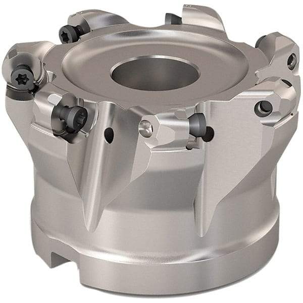 Seco - 64.2mm Cut Diam, 6mm Max Depth, 1" Arbor Hole, 7 Inserts, RP..1204 Insert Style, Indexable Copy Face Mill - R220.29 Cutter Style, 10,000 Max RPM, 2 High, Through Coolant, Series R220.29 - Apex Tool & Supply