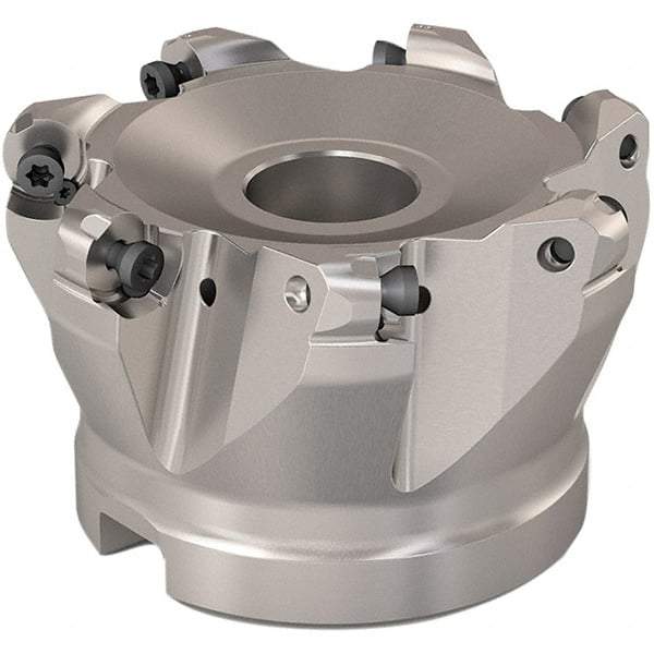 Seco - 68mm Cut Diam, 6mm Max Depth, 27mm Arbor Hole, 7 Inserts, RP..1204 Insert Style, Indexable Copy Face Mill - R220.29 Cutter Style, 10,000 Max RPM, 50mm High, Through Coolant, Series R220.29 - Apex Tool & Supply