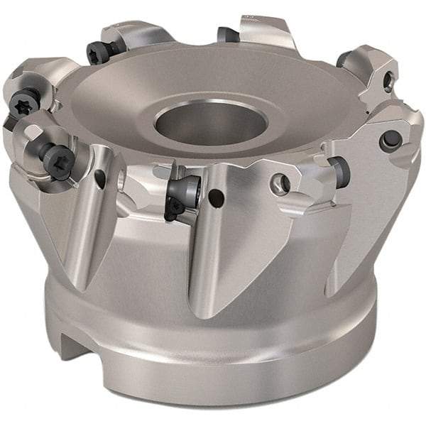Seco - 68mm Cut Diam, 6mm Max Depth, 27mm Arbor Hole, 8 Inserts, RP..1204 Insert Style, Indexable Copy Face Mill - R220.29 Cutter Style, 10,000 Max RPM, 50mm High, Through Coolant, Series R220.29 - Apex Tool & Supply