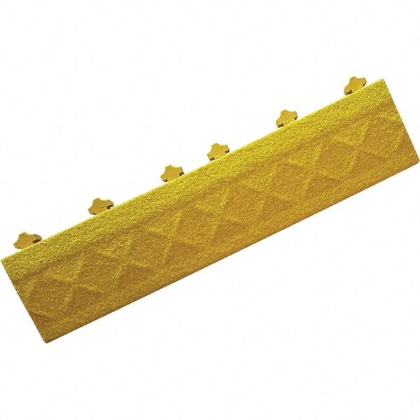 Ergo Advantage - 18" Long x 4" Wide x 1" Thick, Anti-Fatigue Modular Matting Anti-Fatigue Flooring - Male, 1 Interlocking Side, Yellow, For Dry & Wet Areas - Apex Tool & Supply