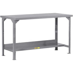 Little Giant - 48 Wide x 30" Deep x 36" High, 12 Gauge Steel Workbench - 12 Gauge Steel Top, Fixed Legs, Gray - Apex Tool & Supply