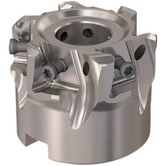 Seco - 6 Inserts, 50mm Cut Diam, 22mm Arbor Diam, 12mm Max Depth of Cut, Indexable Square-Shoulder Face Mill - 90° Lead Angle, 40mm High, LOEX12 Insert Compatibility, Through Coolant, Series 220.94-12 - Apex Tool & Supply