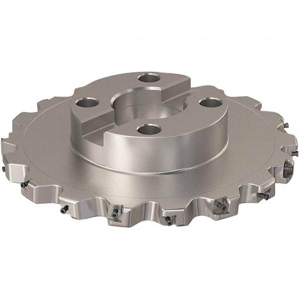 Seco - Shell Mount Connection, 0.787" Cutting Width, 59.31mm Depth of Cut, 250mm Cutter Diam, 60mm Hole Diam, 9 Tooth Indexable Slotting Cutter - R335.25 Toolholder, XNHQ 12 Insert, Right Hand Cutting Direction - Apex Tool & Supply